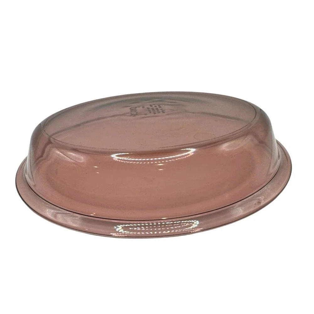 Pyrex 209 Fireside Smoked Glass‎ 9 Inch Pie Plate Pan Vintage Made in USA pink - Picture 4 of 4